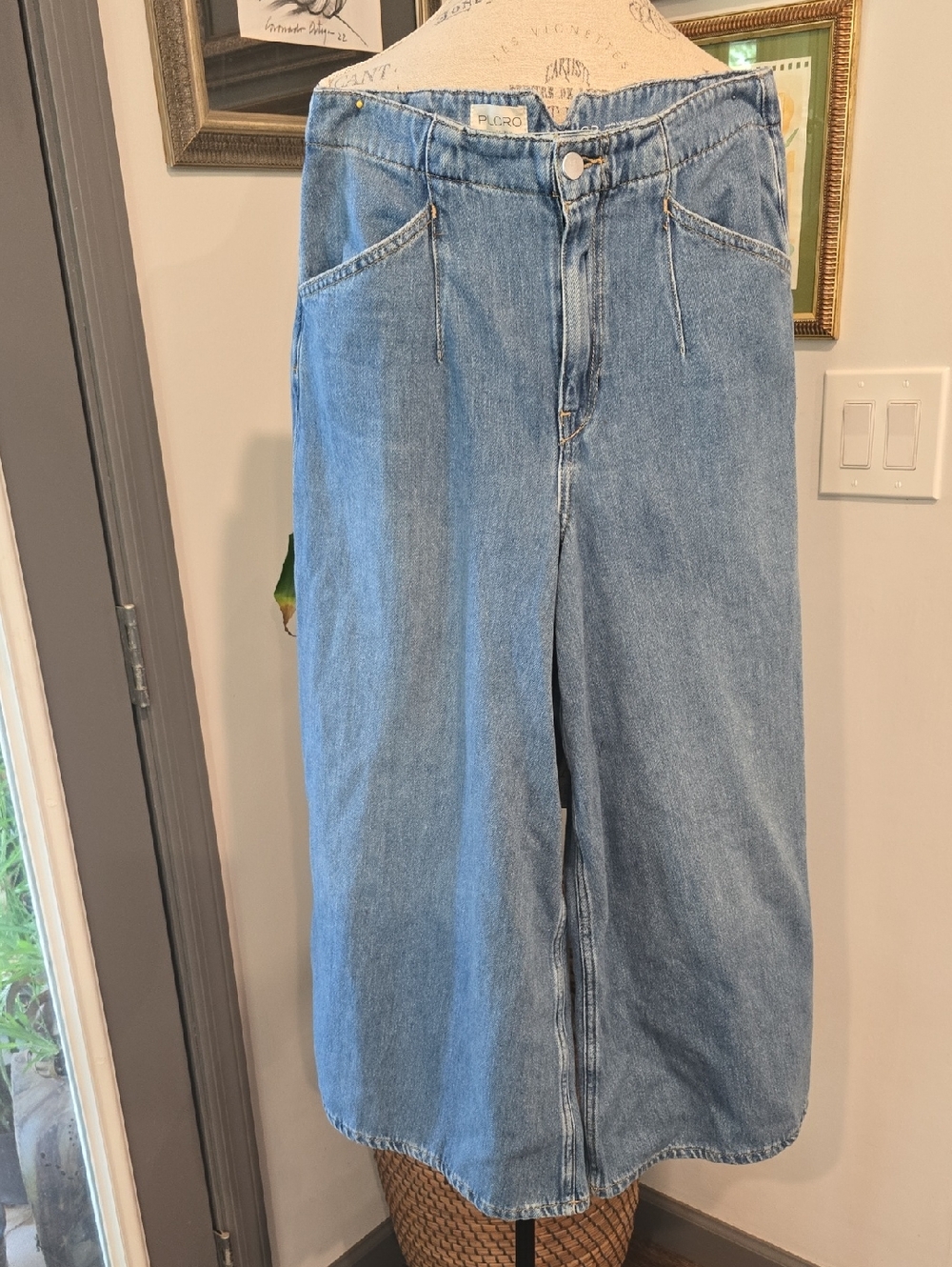 Pilcro Wide-Leg Flare Jeans in Light Blue Denim - Picture 5 of 9